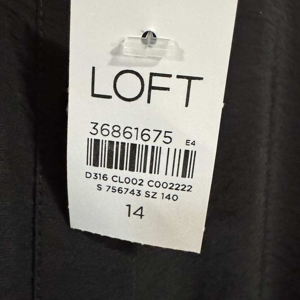 NEW Loft Dahlia Tie Front Mini‎ Shirt Dress Size 14 Black Collared Minimalist - Picture 6 of 12
